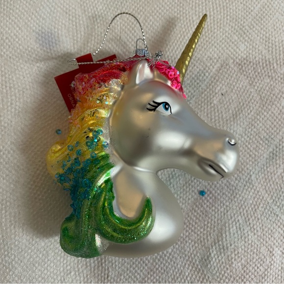 Unicorn Colorful Delightful OrnamentChristmas Glass Fun Display Wreath 5.5inches - Picture 2 of 2